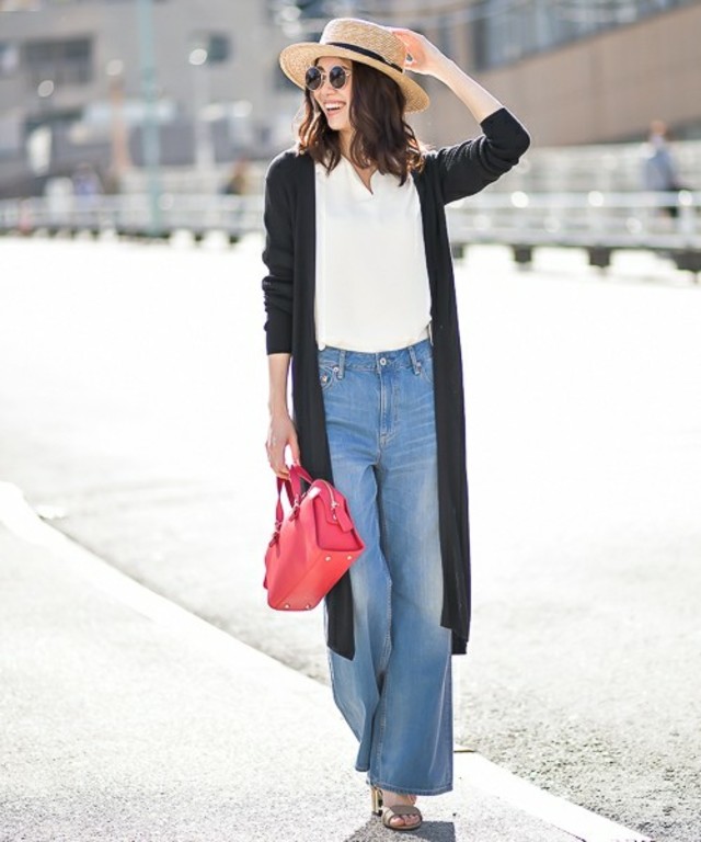 スリットリブロングカーディガン