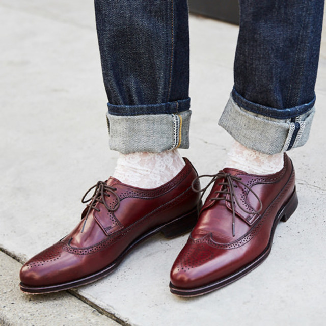 縫製レースショートソックス