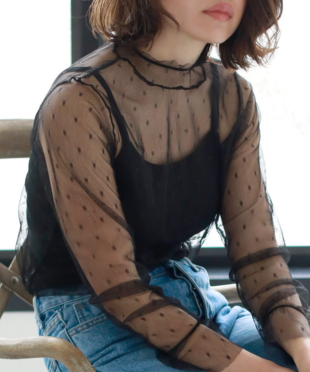 シースルードットブラウス