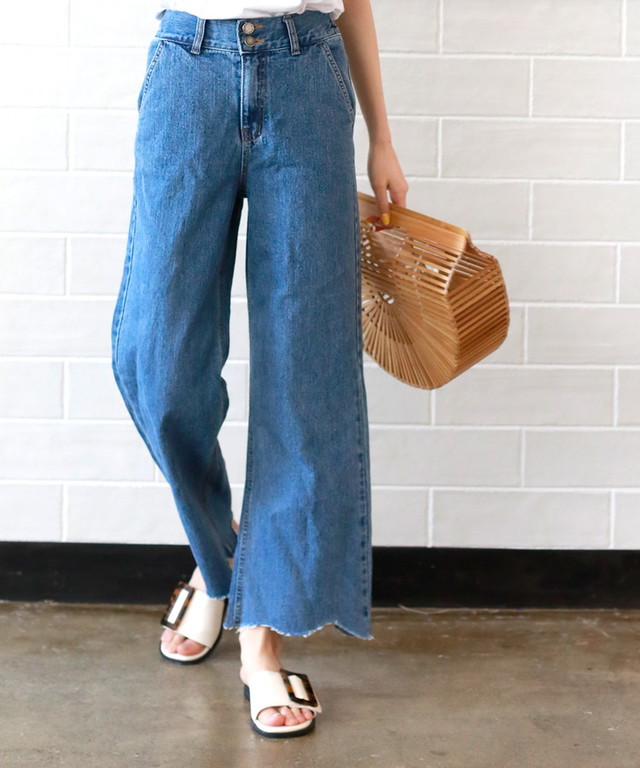 スカラップカットオフデニムパンツ