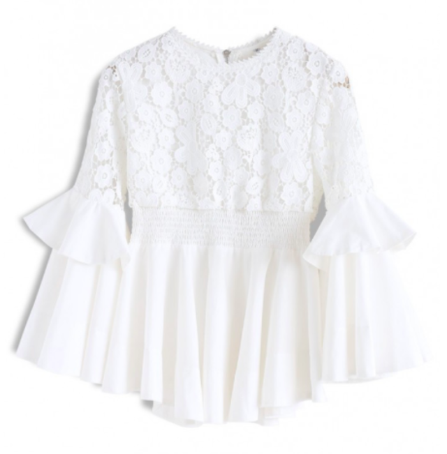 レースティアードスリーブトップス