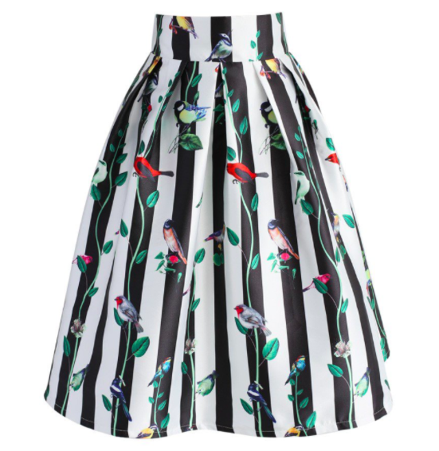 ストライププリントミディスカート