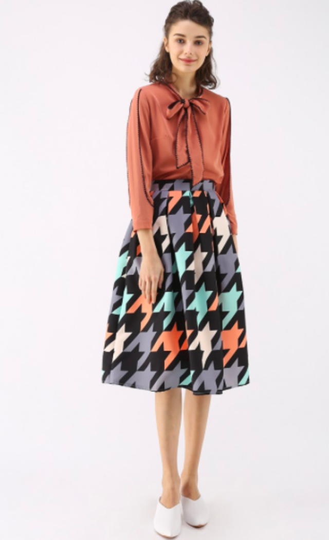 カラフル千鳥柄スカート