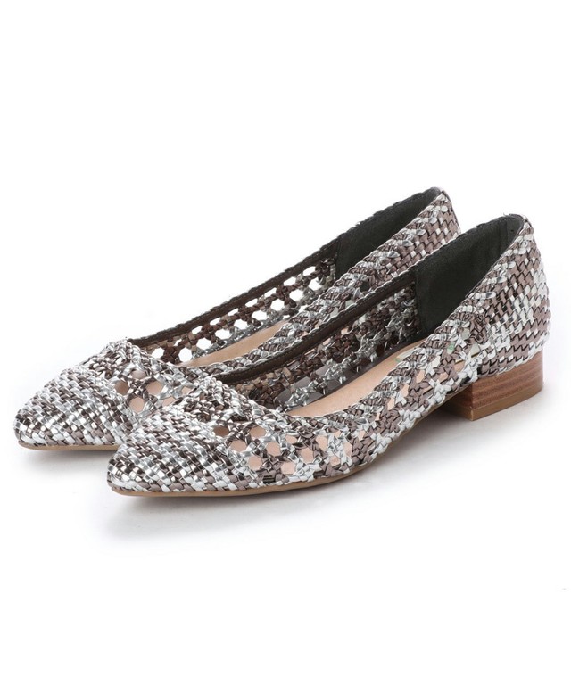 編み込みメッシュフラットシューズ