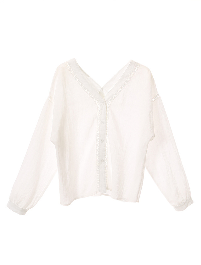 Vネックラインデザインブラウス