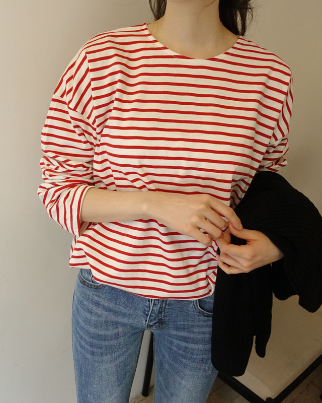 ボーダーオーバーサイズTシャツ