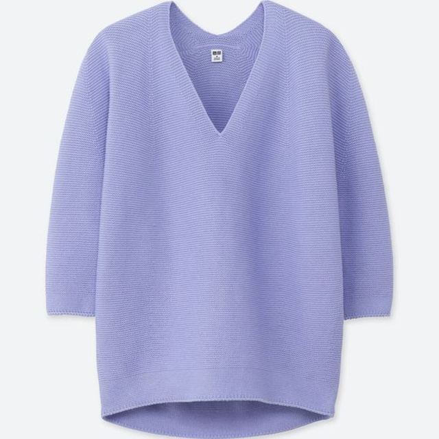 3DコクーンシルエットＶネックセーター（7分袖）