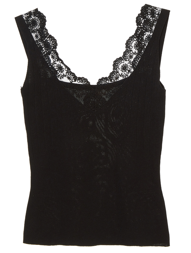 Vネックレースキャミニット