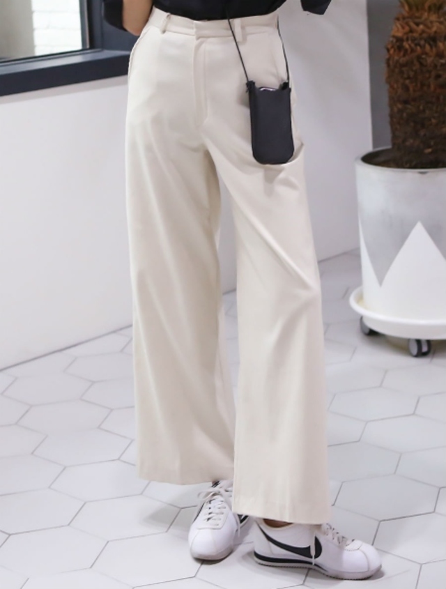 センタープレスワイドスラックスパンツ