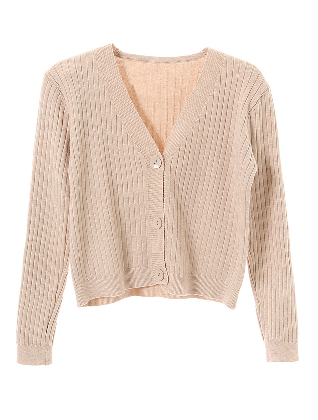 コンパクトリブニットカーディガン