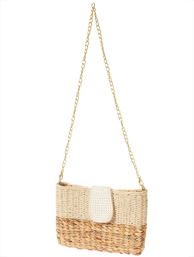 パールかぶせかごクラッチバッグ