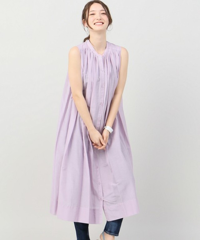 綿シルクシャツワンピース