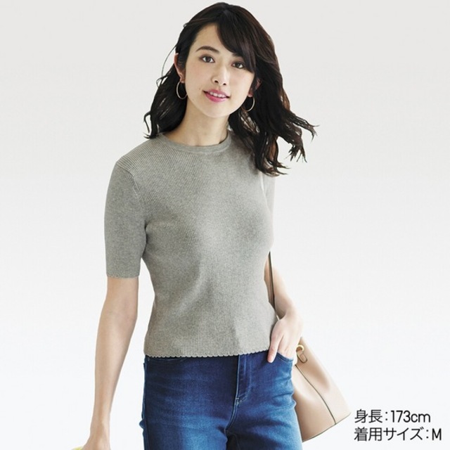 UVカットリブクルーネックセーター