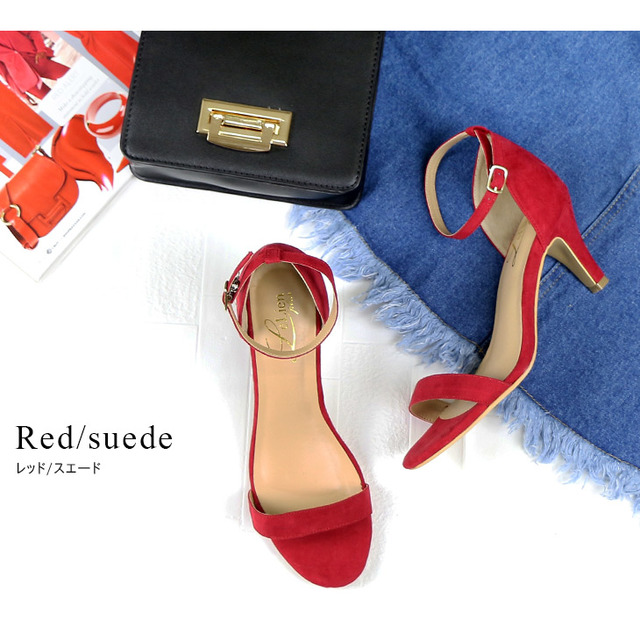 バイカラーアンクルストラップサンダルピンヒール