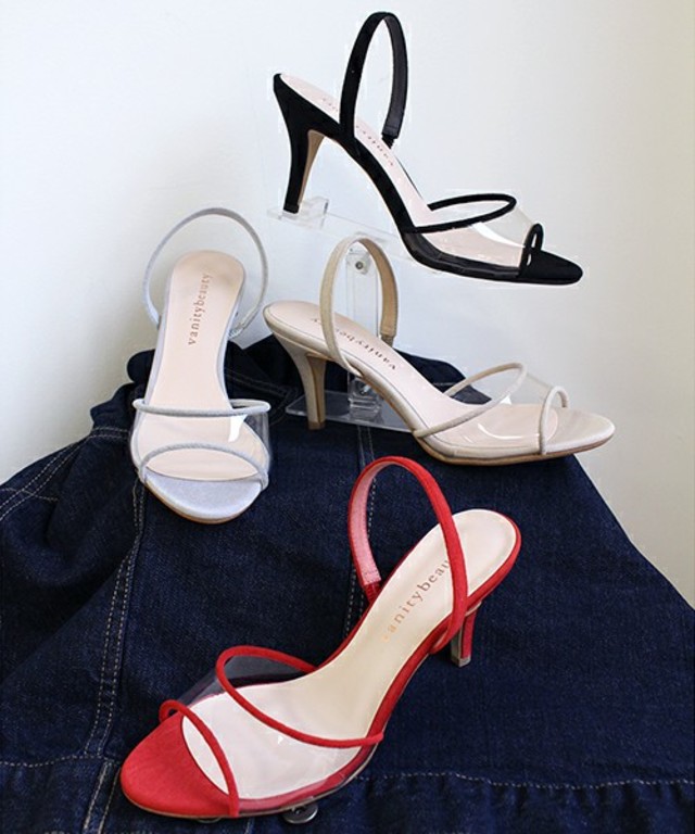 クリアストラップヌーディーサンダル