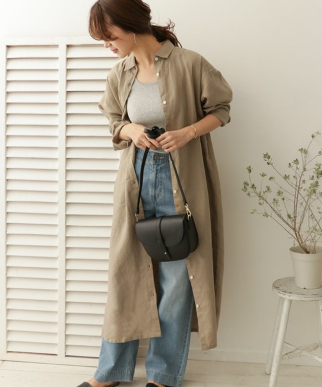 リネンロングシャツワンピース