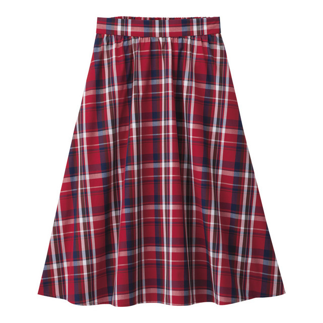 マドラスチェックフレアミディスカート