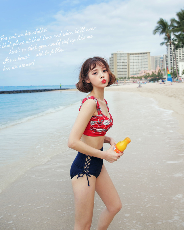 サイドレースアップハイウエストビキニショーツ