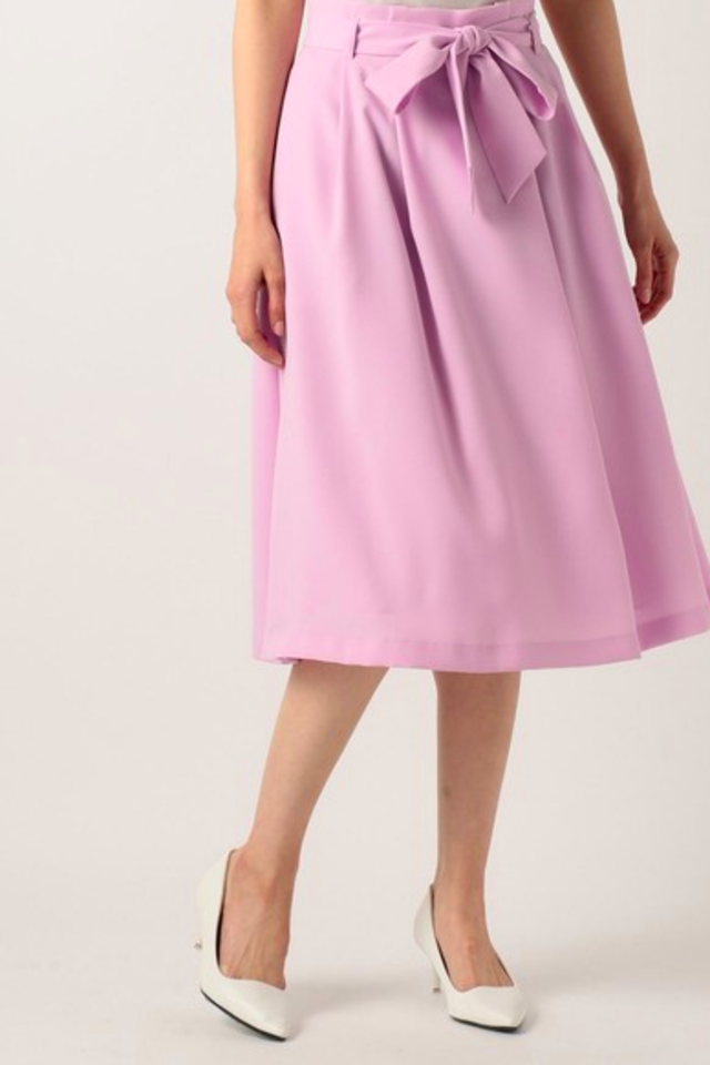 【洗える】ピュアミールジョーゼット ベルト付 スカート