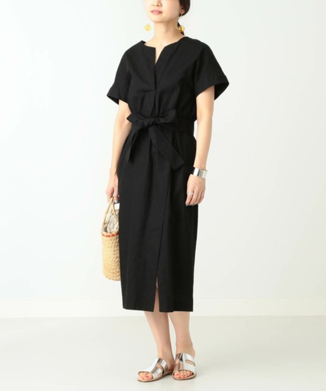 綿麻 スキッパーワンピース