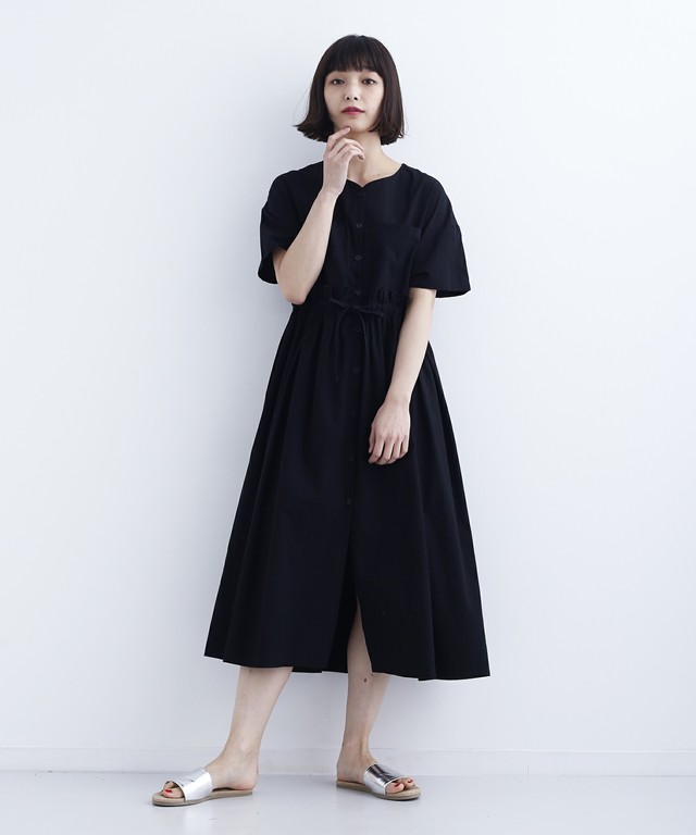 ポケットウエストフリルシャツワンピース