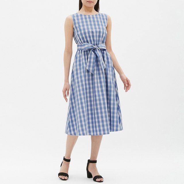 ウエストリボンギンガムワンピ