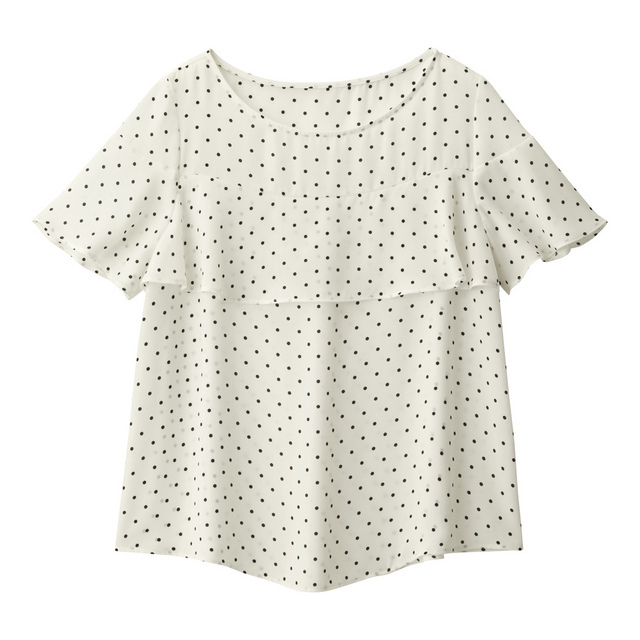 ドットフリルブラウス