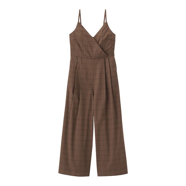 チェックカシュクールサロペットパンツ