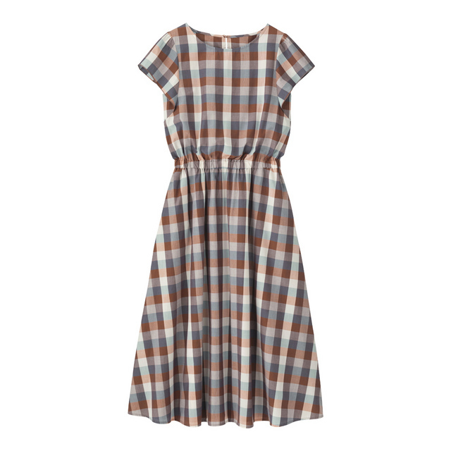 ブロックチェックワンピース(半袖)