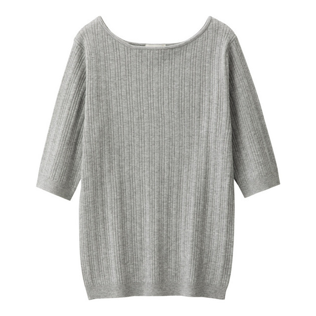 ワイドリブボートネックセーター(5分袖)