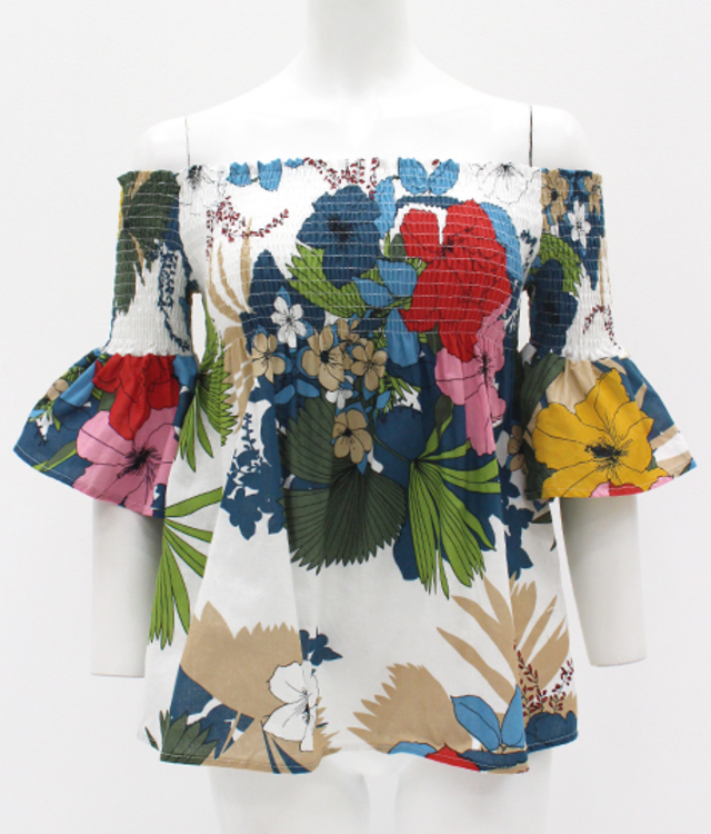 レトロフラワーギャザートップス