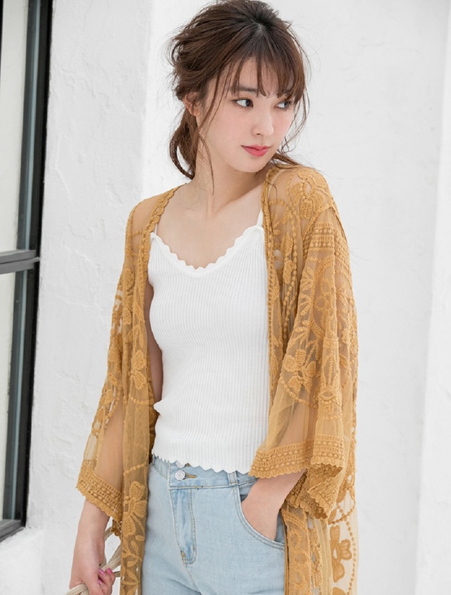 スカラップニットキャミソール