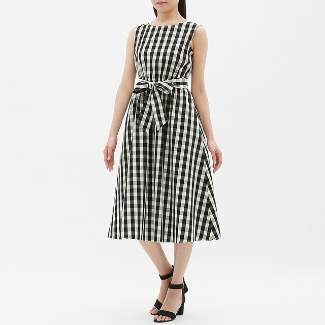 ウエストリボンギンガムワンピ(ノースリーブ)LR