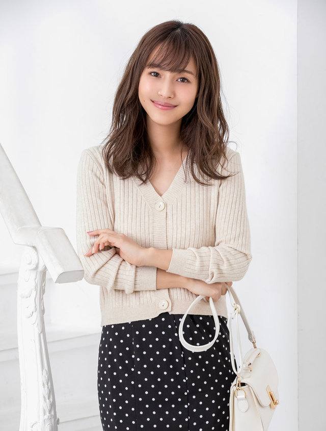 コンパクトリブニットカーディガン