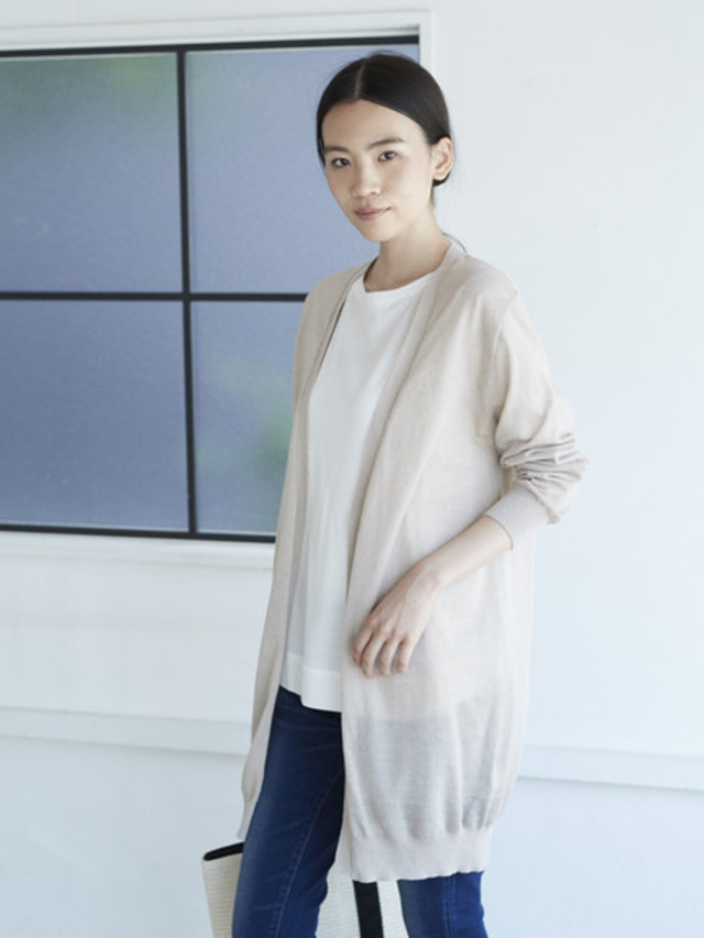 麻混トッパーカーディガン
