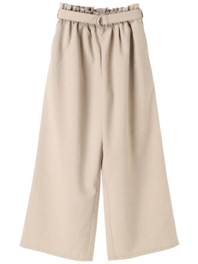 麻ライクベルト付きワイドパンツ