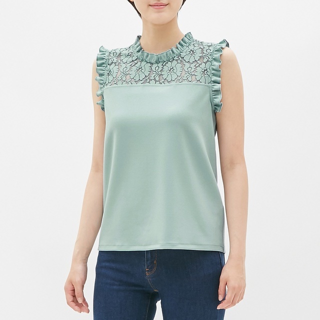 レースコンビフリルプルオーバー(ノースリーブ)LR