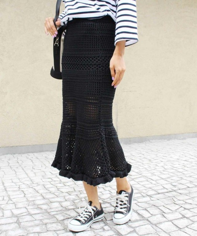 ニットカギ編みスカート