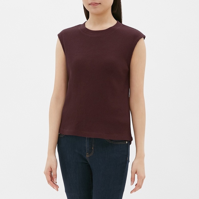 ワッフルスリーブレスT