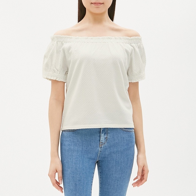 ドットジャカードオフショルダーT