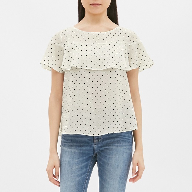 ドットフリルブラウス