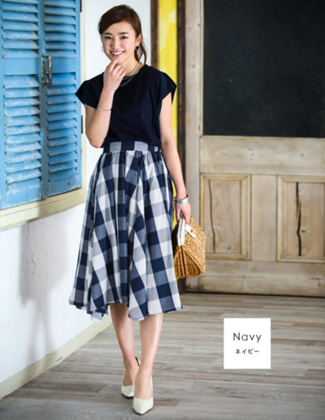 ギンガムチェックイレギュラー スカート