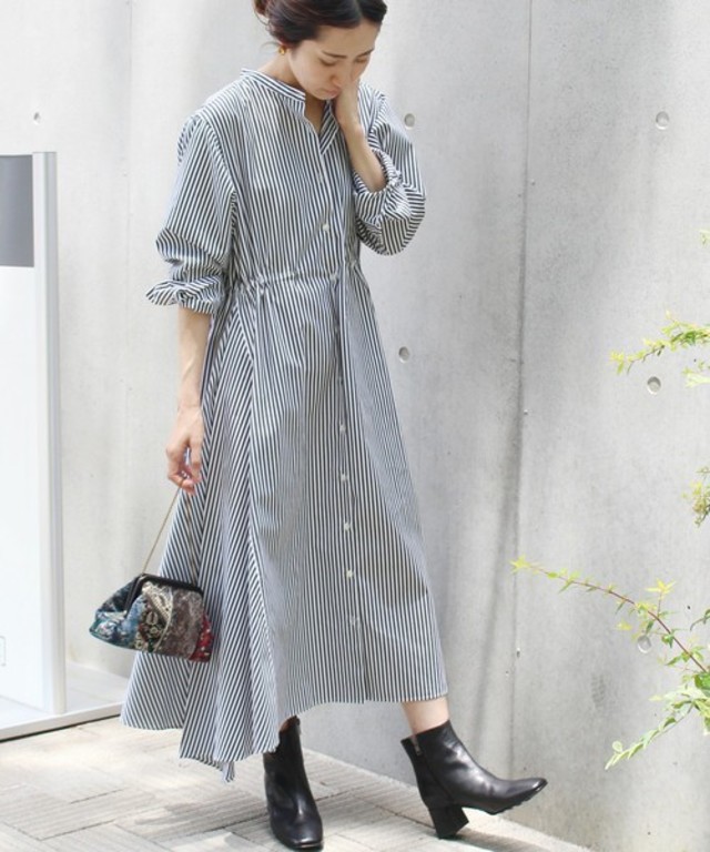 アシンメトリヘムシャツワンピース