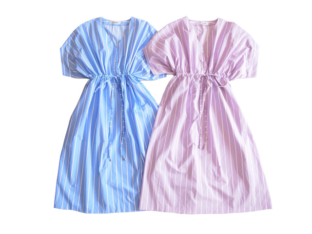 ウエストギャザーストライプワンピース