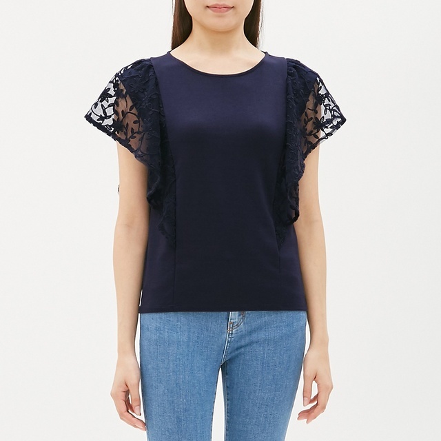 チュールフレアスリーブT(半袖)GN