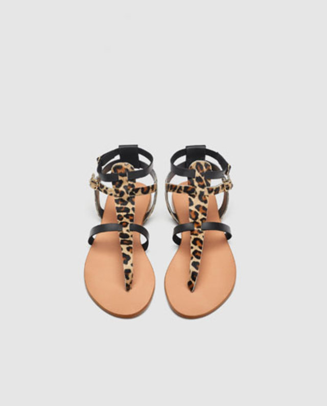 レオパード柄フラットサンダル
