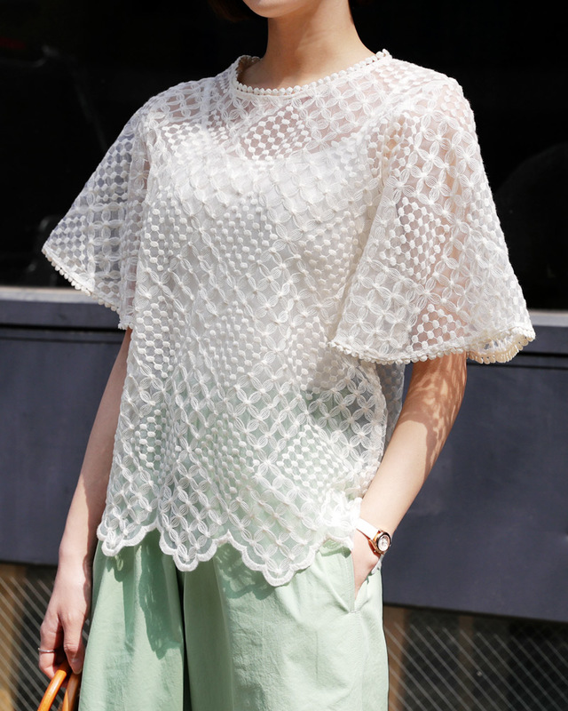 キャミSETフレアスリーブレースブラウス