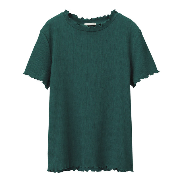 ジャカードフリルネックT(半袖)