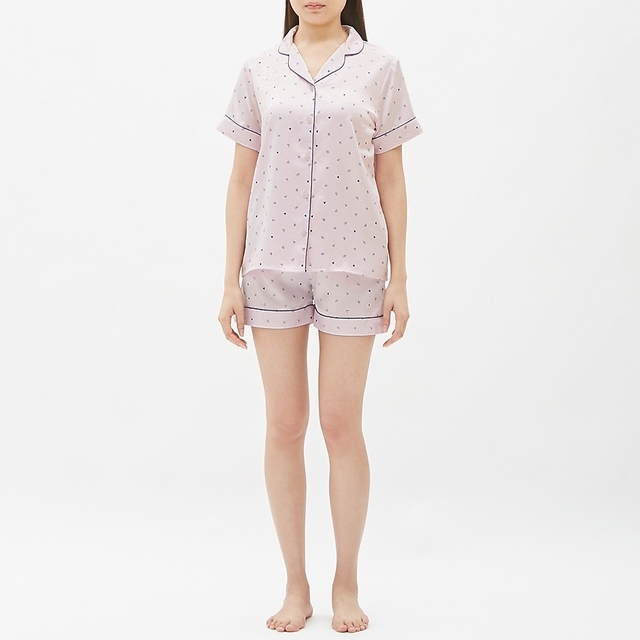 パジャマ（サテン・ハート）半袖&ショートパンツ
