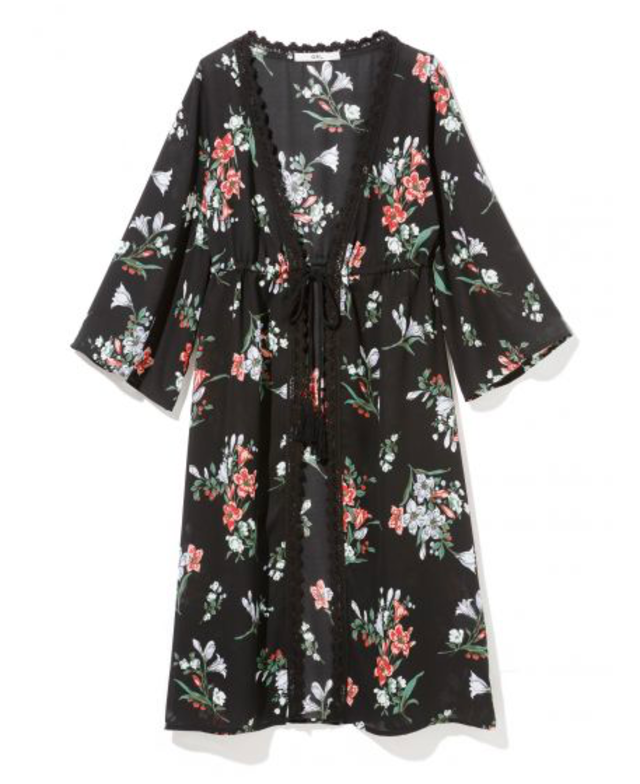 花柄ロングガウンカーディガン